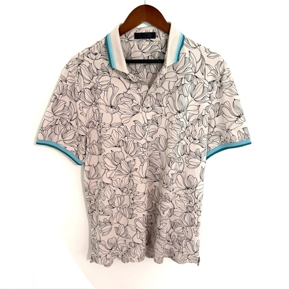 G/Fore Outline Iris Banded Sleeve Tech Polo Shirt - Picture 1 of 7